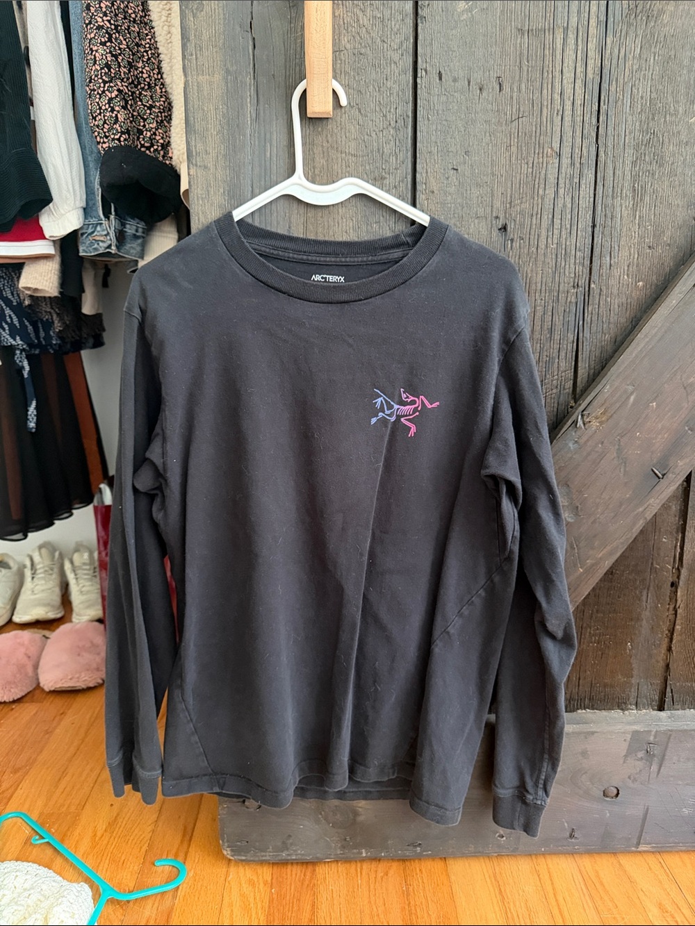 Arc'teryx Black Long Sleeve Tee with Pink & Blue Logo Accent